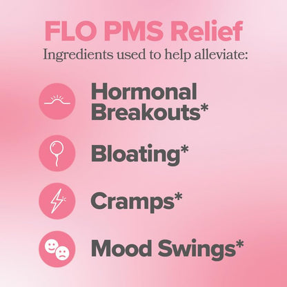 O Positiv FLO PMS Vitamins for Women, 30 Servings (Pack of 3) - Proactive PMS Relief - Targets Hormonal Breakouts, Bloating, Cramps, & Mood Swings with Chasteberry, Vitamin B6, & Lemon Balm