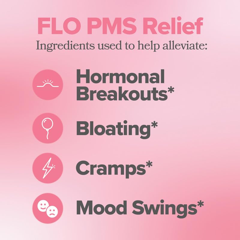 O Positiv FLO PMS Gummies for Women, 30 Servings (Pack of 1) - Proactive PMS Relief - Targets Hormonal Breakouts, Bloating, Cramps, & Mood Swings with Chasteberry, Vitamin B6, & Lemon Balm