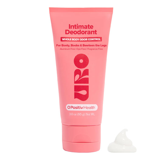 URO Intimate Whole Body Deodorant Cream – Dermatologist Tested, Safe for Sensitive Skin, Aluminum Free, Unscented, Dries Clear – Odor Control, Moisture Control, Anti-Chafing – 3 Oz Tube