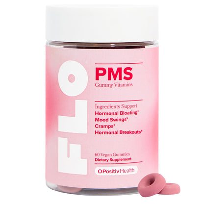 O Positiv FLO PMS Gummies for Women, 30 Servings (Pack of 1) - Proactive PMS Relief - Targets Hormonal Breakouts, Bloating, Cramps, & Mood Swings with Chasteberry, Vitamin B6, & Lemon Balm