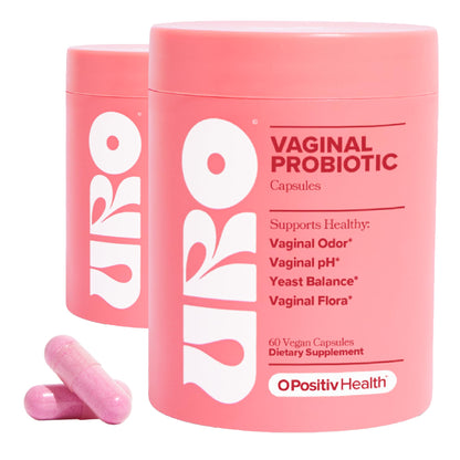 URO Vaginal Probiotics for Women pH Balance with Prebiotics & Lactobacillus Blend - Womens Health Supplement - Promote Healthy Vaginal Odor & Vaginal Flora, 60 Count (Pack of 2)